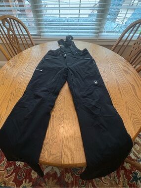 Spyder Men’s M Black Ski Snowboarding Bibs 20/30K Recco Rescue Reflector EUC